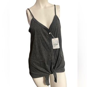 NVLT Gray Tie Front Camisole Top
